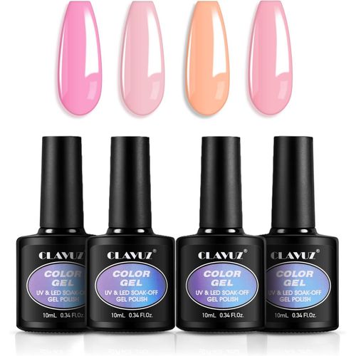 Vernis Semi Permanent, Vernis Gel Uv Semi Permanent 4 Couleurs Rose Et Corail, Kit Vernis À Ongles Gel Pour Noel Nail Art Soak Off Gel Polish French Manucure