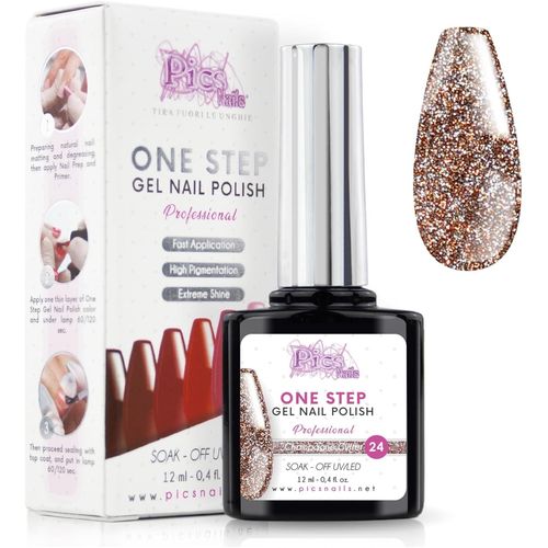 Vernis Semi Permanent Uv/Led One Step 12 Ml - Champagne Scintillant - Des Ongles D'un Salon Avec Ou Sans Base Et Top Coat 
