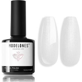 Vernis Semi Permanent Pailleté Blanc, 15 Ml Vernis Gel Uv Semi Permanent Pailleté Blanc, Vernis À Ongles Gel Pour Manucure Francaise, Durci Par Led, Nail Art 