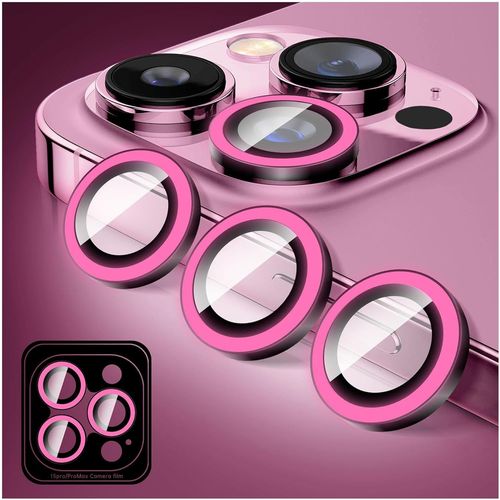 Lumineux Protecteur D'objectif D'appareil Photo Pour Iphone 12 Pro Max, Autocollants De Film De Couverture De Caméra En Verre Trempé, Anneaux En Alliage À Alignement Automatique