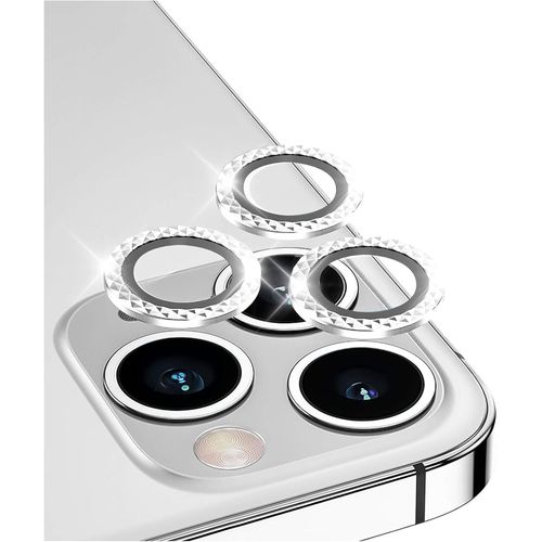 Protecteur D'objectif De Caméra Pour Iphone 12 Pro Max, Hd Verre Trempé Alliage D'aluminium Anneau Métallique Cercle Film De Protection D'écran,Installation Facile (Pétillant)