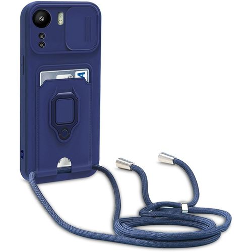 Cordon De Coque Compatible Avec Xiaomi Redmi 13c/Poco C65, Collier Pour Étui Colliers De Cellulaire, Silicone Cover Protection De La Caméra Étui Lanyard Case-Bleu