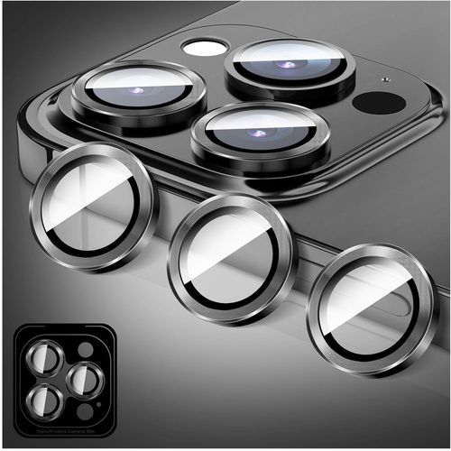 Protecteur D'objectif D'appareil Photo Pour Iphone 12 Pro Max, Protecteur D'écran En Verre Trempé Hd Pour Appareil Photo, Anneaux Métalliques À Alignement Automatique