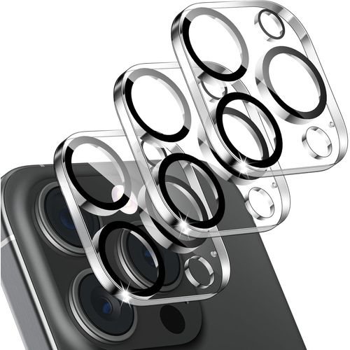 [Lot De 3 Protection Objectif Caméra Arrière Pour Iphone 16 Pro/Iphone 16 Pro Max, Verre Trempé 9h, Anti-Rayures, Ultra Hd Protection Camera Film [4 Cercles De Nuit Intégrés]