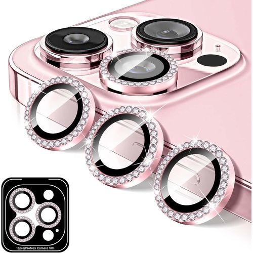 Protecteur D'objectif D'appareil Photo Diamond Pour Iphone 12 Pro Max, Couvercle D'objectif De Caméra En Verre Trempé À Paillettes, Autocollants De Film D`Anneaux En Métal