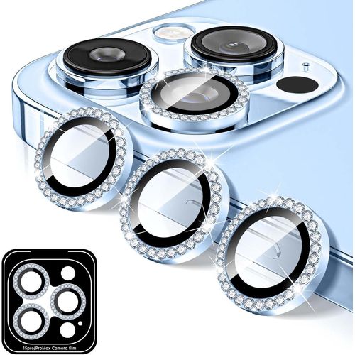 Protecteur D'objectif D'appareil Photo Diamond Pour Iphone 12 Pro Max, Couvercle D'objectif De Caméra En Verre Trempé À Paillettes, Autocollants De Film D`Anneaux En Métal