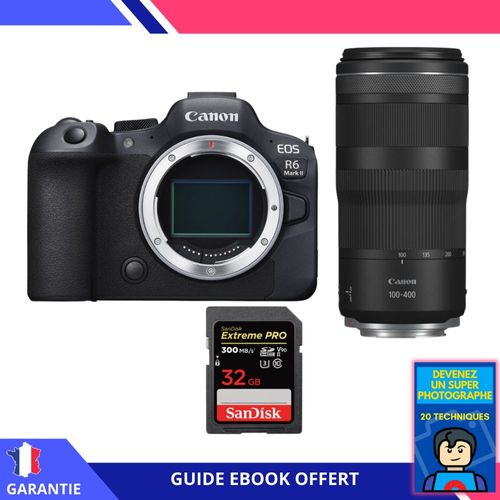 Canon EOS R6 Mark II + RF 100-400mm f/5.6-8 IS USM + 1 SanDisk 32GB Extreme PRO UHS-II SDXC 300 MB/s + Ebook ""Devenez Un Super Photographe"" - Appareil Photo Canon