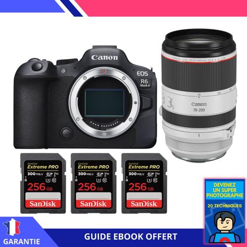 Canon EOS R6 Mark II + RF 70-200mm f/2.8 L IS USM + 3 SanDisk 256GB Extreme PRO UHS-II SDXC 300 MB/s + Ebook ""Devenez Un Super Photographe"" - Appareil Photo Canon