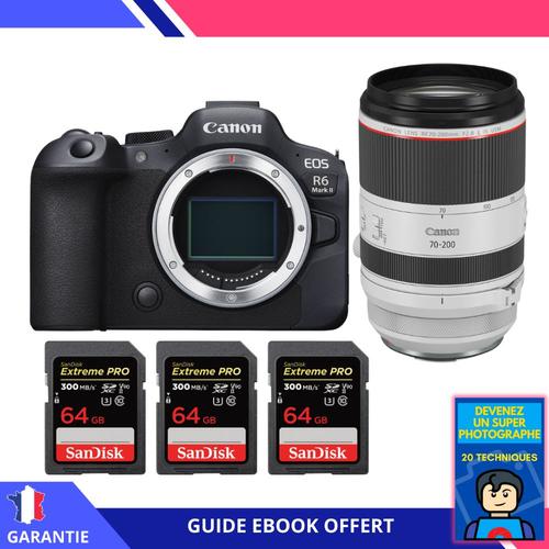 Canon EOS R6 Mark II + RF 70-200mm f/2.8 L IS USM + 3 SanDisk 64GB Extreme PRO UHS-II SDXC 300 MB/s + Ebook ""Devenez Un Super Photographe"" - Appareil Photo Canon