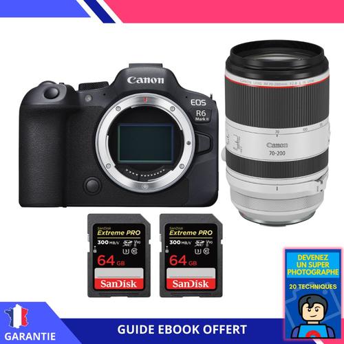 Canon EOS R6 Mark II + RF 70-200mm f/2.8 L IS USM + 2 SanDisk 64GB Extreme PRO UHS-II SDXC 300 MB/s + Ebook ""Devenez Un Super Photographe"" - Appareil Photo Canon