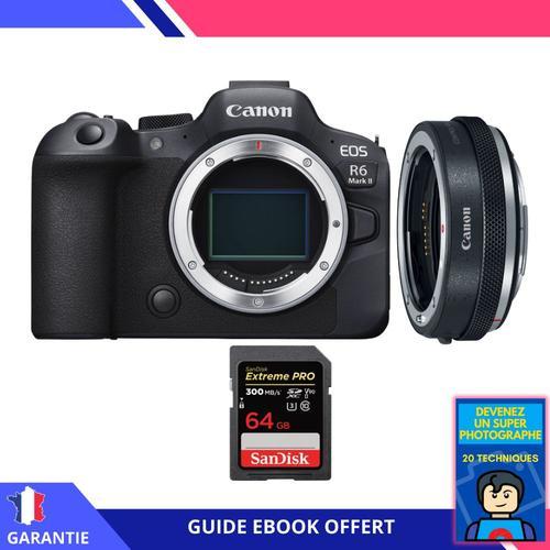 Canon EOS R6 Mark II + Canon EF-EOS R Premium + 1 SanDisk 64GB Extreme PRO UHS-II SDXC 300 MB/s + Ebook ""Devenez Un Super Photographe"" - Appareil Photo Canon