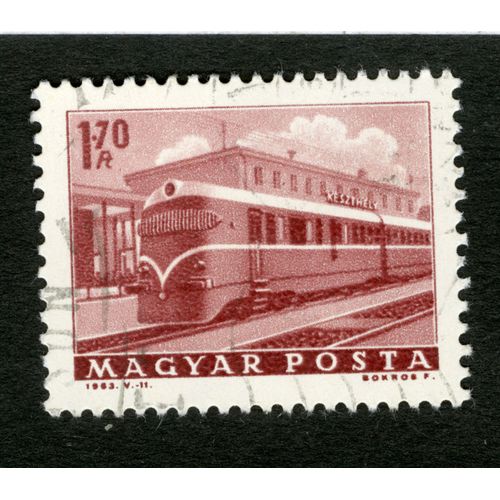 Timbre Oblitéré Magyar Posta, Le Train, 1963, 1.70 Ft