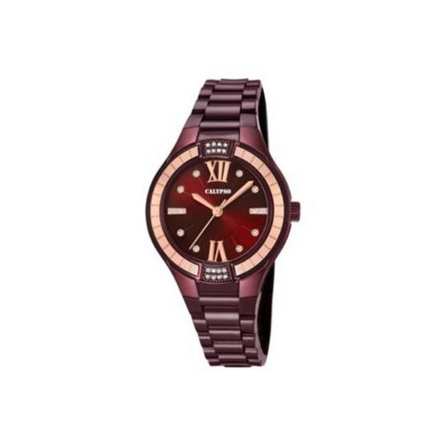 Calypso Montre Femme Trendy Analogique Quartz Bracelet Plastique Pu Aubergine Lilas Uk5720/5