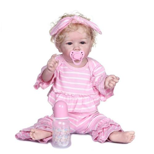 Poupée Blonde Filles Bébé Rose Avec Vêtements Souple Corps Complet Silicone Poupée Enfants Jouet