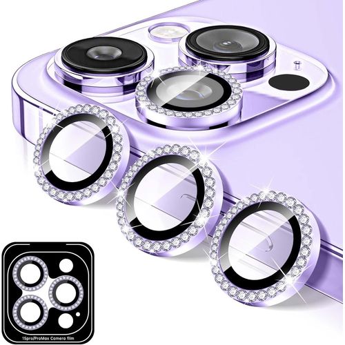 Protecteur D'objectif D'appareil Photo Diamond Pour Iphone 12 Pro Max, Couvercle D'objectif De Caméra En Verre Trempé À Paillettes, Autocollants De Film D`Anneaux En Métal