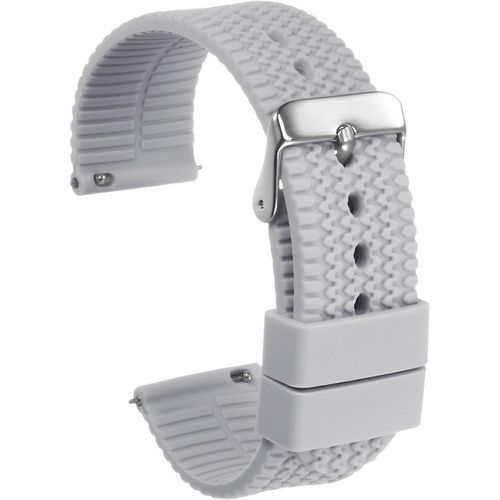 Kal-Bracelet De Montre En Silicone De 24 Mm De Largeur Avec Boucle En Acier Inoxydable Plaqué, Libération Rapide, Bracelet En Caoutchouc Souple Pour Hommes Et Femmes, Gris Clair