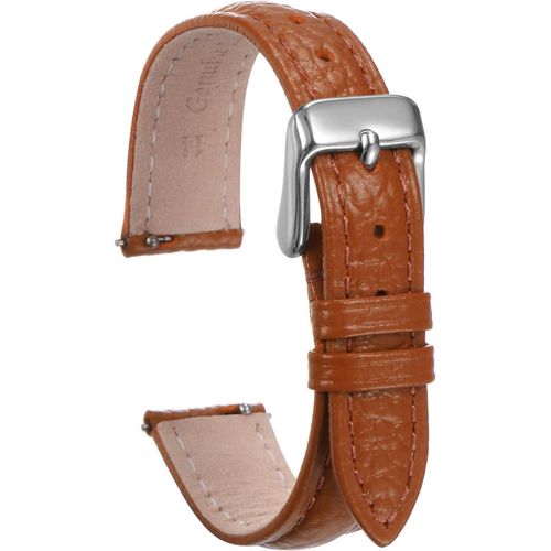 Kal-Bracelets De Montre En Cuir Véritable 14mm Plat Remplacement Rapide En Cuir De Vachette Élégant Bracelet De Montre Pour Femmes Hommes Avec Boucle En Acier Pour Montre, Orange