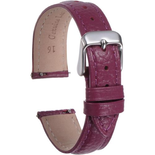 Kal-Bracelets De Montre En Cuir Véritable 16mm Remplacement Rapide Plat En Cuir De Vache Bracelet De Montre Élégant Pour Femmes Et Hommes Avec Boucle En Acier Inoxydable, Violet-Rouge