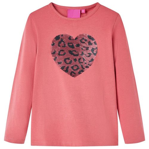 T-Shirt Enfants À Manches Longues C¿Ur À Paillettes Rose Ancien 116
