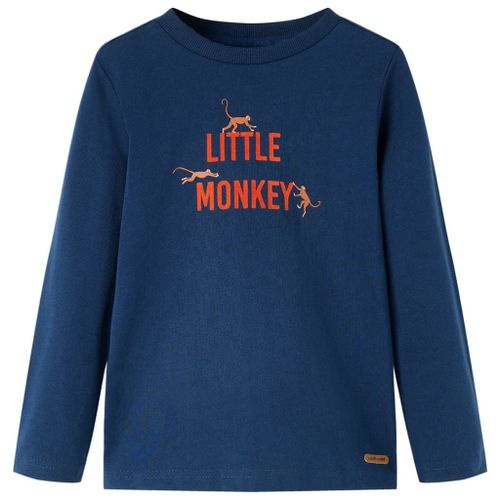 T-Shirt Enfants À Manches Longues Imprimé Petit Singe Bleu Marine 104