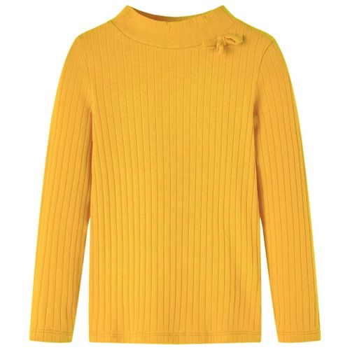 T-Shirt Enfants À Manches Longues Tricot Côtelé Ocre Foncé 128