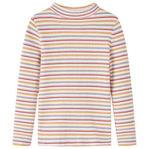 T-Shirt Enfants Manches Longues Faux Col Roulé Rayures Écru 116
