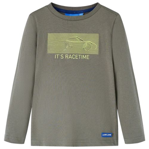 T-Shirt Enfant À Manches Longues Imprimé Voiture De Course Kaki 116