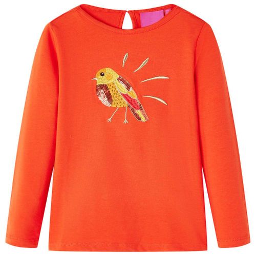 T-Shirt Enfants À Manches Longues Motif Oiseau Orange Foncé 140