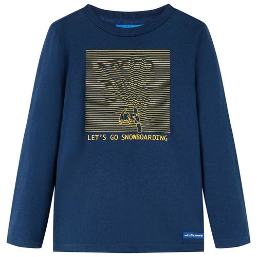 T-Shirt Enfants Manches Longues Imprimé Snowboard Bleu Marine 128
