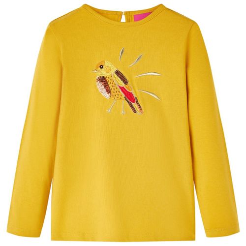 T-Shirt Enfants À Manches Longues Motif Oiseau Ocre Foncé 92