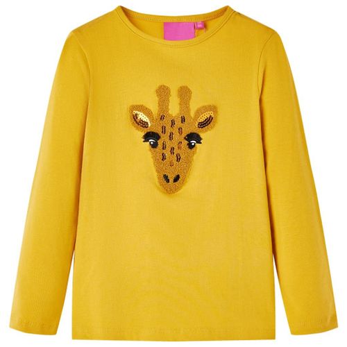 T-Shirt Enfants À Manches Longues Motif Girafe Ocre Foncé 104