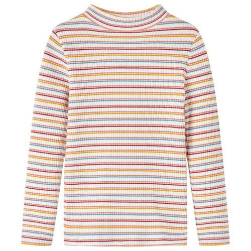 T-Shirt Enfants Manches Longues Faux Col Roulé Rayures Écru 92