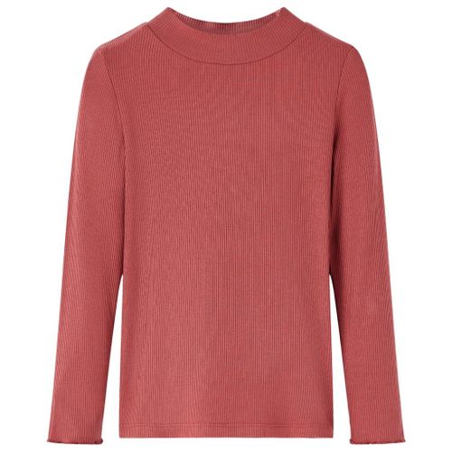 T-Shirt Enfants Manches Longues Faux Col Roulé Rouge Brûlé 104