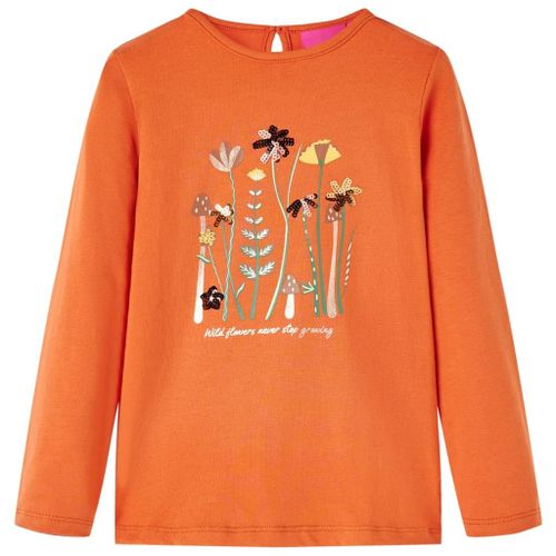 T-Shirt Enfants Manches Longues Imprimé Floral Orange Brûlé 104
