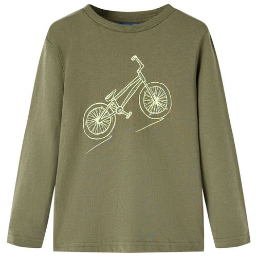 T-Shirt Enfants À Manches Longues Imprimé Vélo Kaki 104
