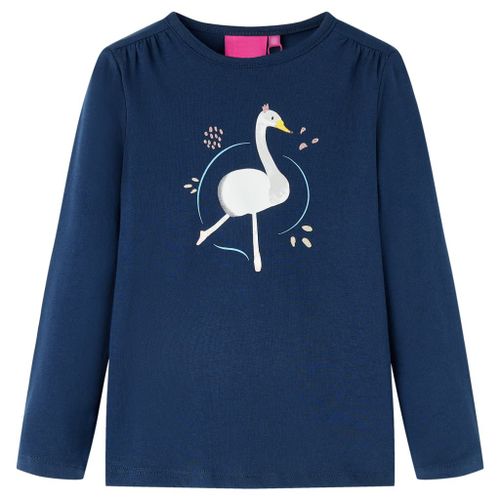 T-Shirt Enfants À Manches Longues Imprimé Cygne Bleu Marine 104