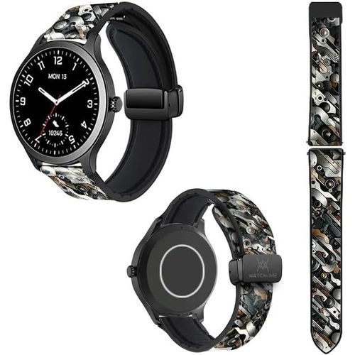 Kal-Bracelet Montre 20 Mm En Silicone Et Cuir Véritable : Maillon