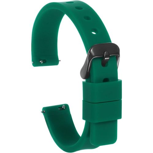 Kal-Bracelet Monture Silicone 14mm Largeur À Libération Rapide Caoutchouc Souple Avec Boucle Acier Inoxydable Noir Pour Hommes Femmes, Vert Foncé