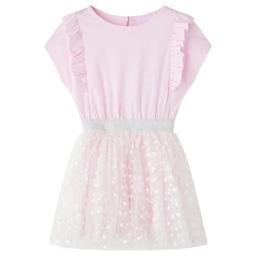 Robe Pour Filles Volants Imprimé C¿Urs Brillants Rose Clair 128