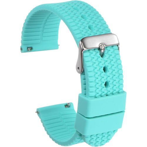 Kal-Bracelet De Montre En Silicone De 20 Mm De Largeur Avec Boucle En Acier Inoxydable Plaqué, Libération Rapide, Bracelet En Caoutchouc Souple Pour Hommes Et Femmes, Cyan