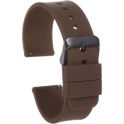 Kal-Bracelet Monture Silicone 24mm Largeur À Libération Rapide Caoutchouc Souple Avec Boucle Acier Inoxydable Noir Pour Hommes Femmes, Marron
