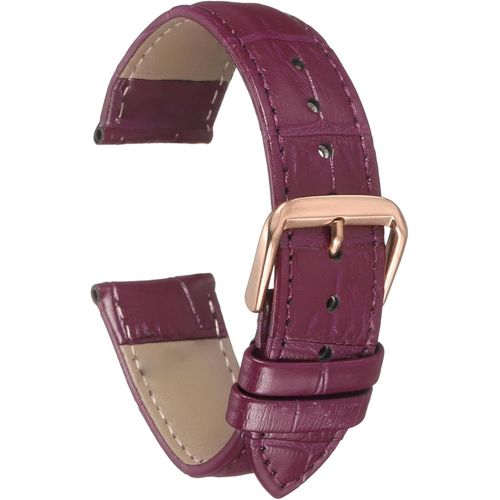 Kal-Bracelet De Monture En Cuir 20mm Motif Embossé Bande De Monture En Cuir De Vache De Remplacement Avec Barres De Ressort Pour Hommes Et Femmes, Violet Rose Or