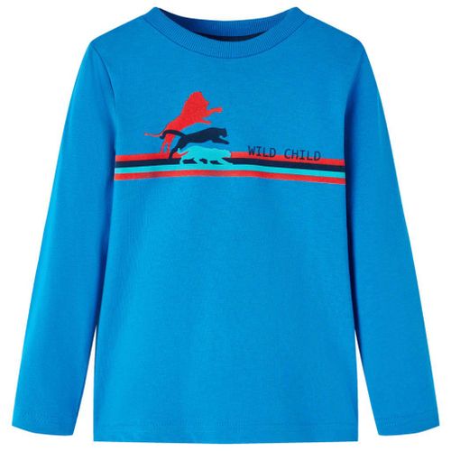 T-Shirt Enfants Manches Longues Imprimé Animal Sauvage Bleu Cobalt 116