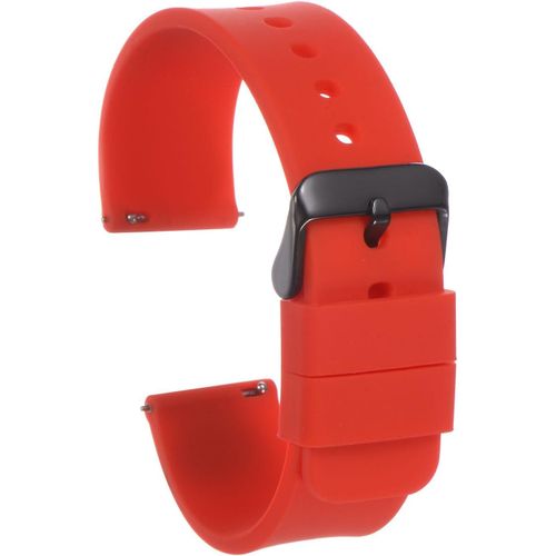 Kal-Bracelet Monture Silicone 21mm Largeur Libération Rapide Caoutchouc Souple Avec Boucle Acier Inoxydable Noir Pour Hommes Femmes, Rouge