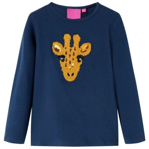 T-Shirt Enfants À Manches Longues Motif Girafe Bleu Marine 140