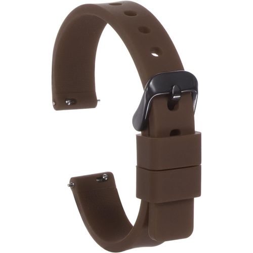 Kal-Bracelet Monture Silicone 19mm Largeur À Libération Rapide Caoutchouc Souple Avec Boucle Acier Inoxydable Noir Pour Hommes Femmes, Marron