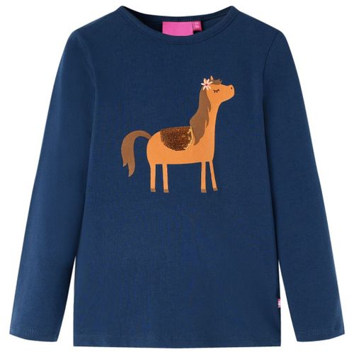 T-Shirt Enfants À Manches Longues Imprimé Poney Bleu Marine 92