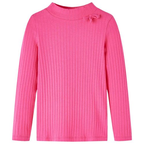 T-Shirt Enfants À Manches Longues Tricot Côtelé Rose Vif 92