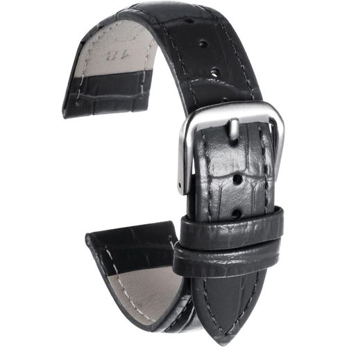 Kal-Bracelet De Montre Cuir 20mm Relief Motif Peau Vache Avec Ressort Barres Pour Homme Femme, Noir