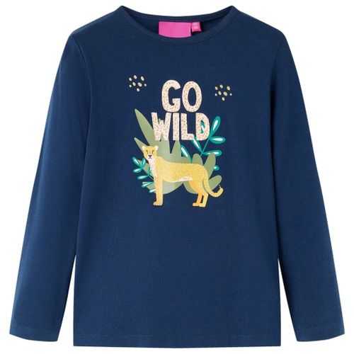 T-Shirt Enfants Manches Longues Imprimé Animal Bleu Marine 140
